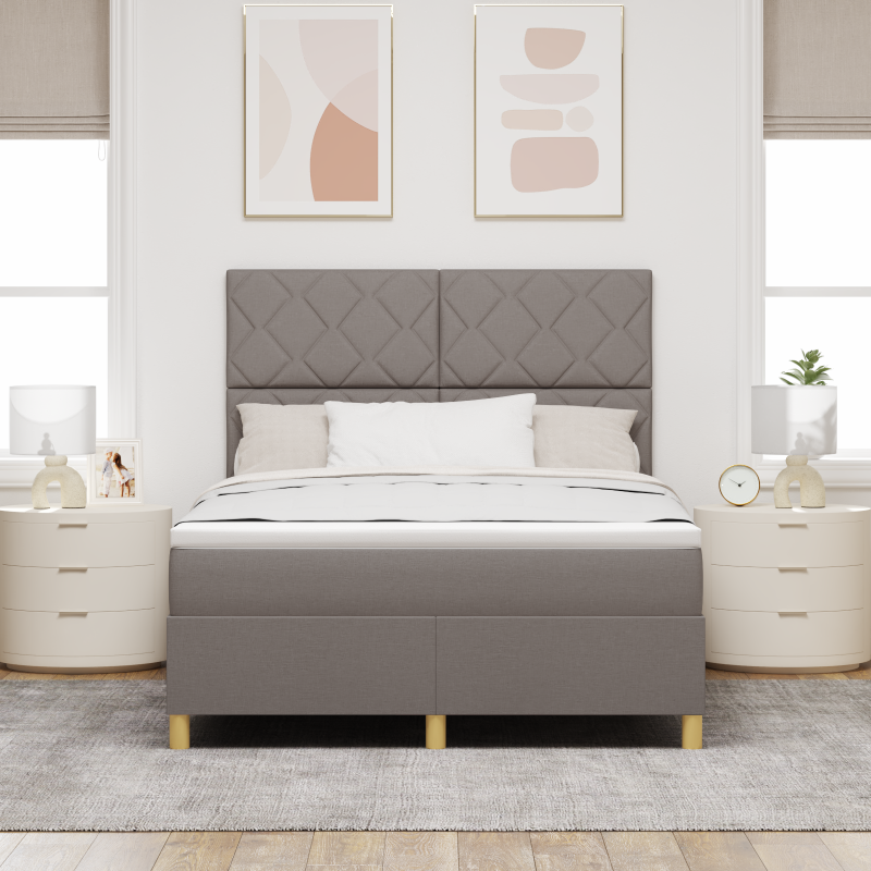 Boxspringbett mit Matratze & LED Taupe 160x200 cm Stoff