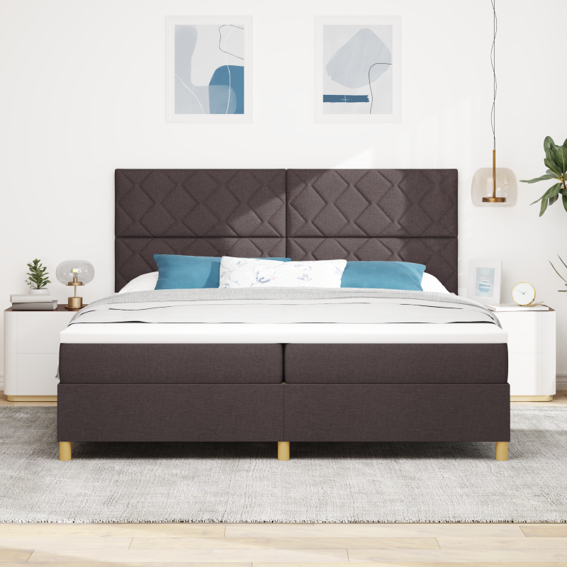 Boxspringbett mit Matratze & LED Dunkelbraun 200x200 cm Stoff