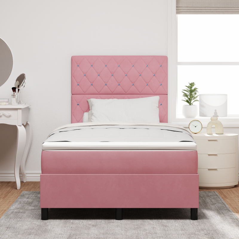 Boxspringbett mit Matratze & LED Rosa 120x190 cm Samt