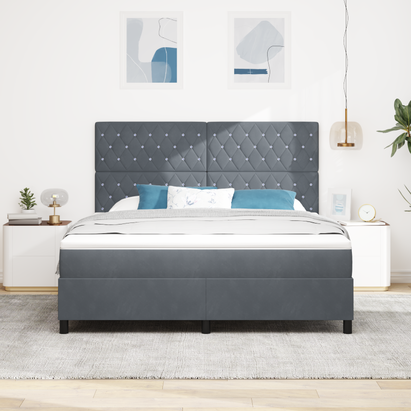 Boxspringbett mit Matratze & LED Dunkelgrau 180x200 cm Samt
