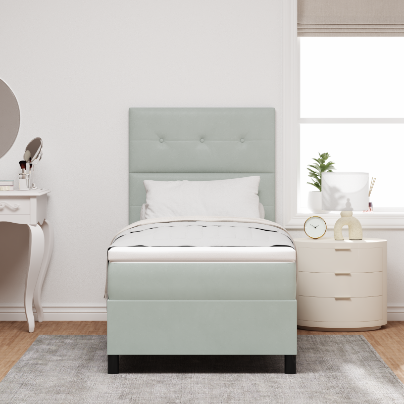 Boxspringbett mit Matratze & LED Licht Grau 90x190 cm Samt