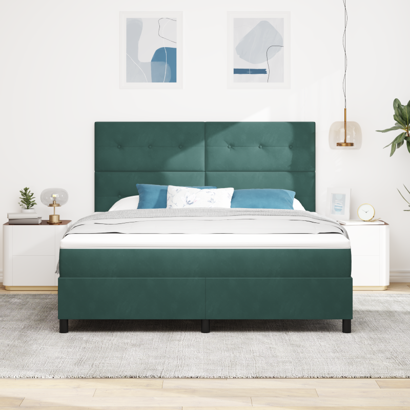 Boxspringbett mit Matratze & LED Dunkelgrün 180x200 cm Samt