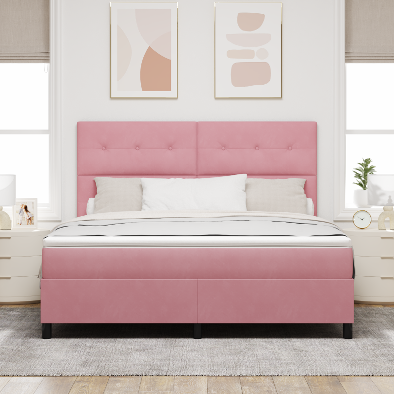 Boxspringbett mit Matratze & LED Rosa 180x200 cm Samt