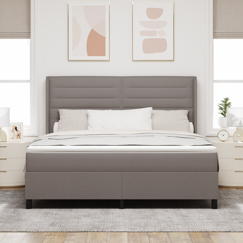 Boxspringbett mit Matratze & LED Taupe 180x200 cm Stoff