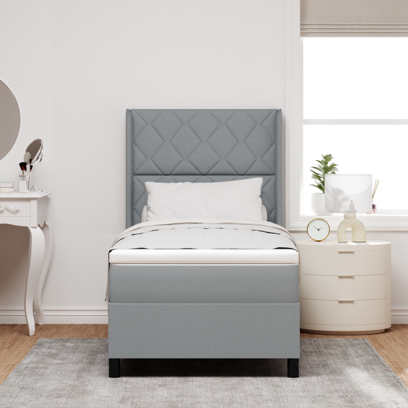 Boxspringbett mit Matratze & LED Licht Grau 100x200 cm Stoff