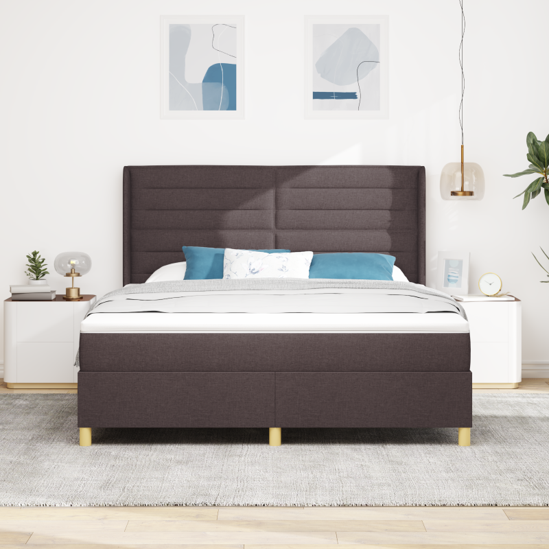 Boxspringbett mit Matratze & LED Dunkelbraun 180x200 cm Stoff