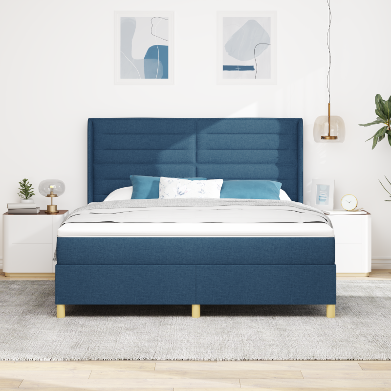 Boxspringbett mit Matratze & LED Blau 180x200 cm Stoff