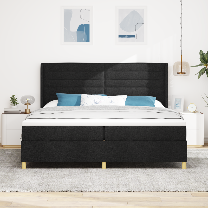 Boxspringbett mit Matratze & LED Schwarz 200x200 cm Stoff