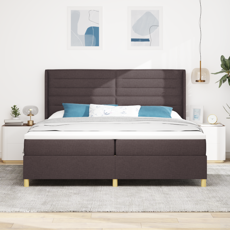 Boxspringbett mit Matratze und LED Dunkelbraun 200x200 cm Stoff