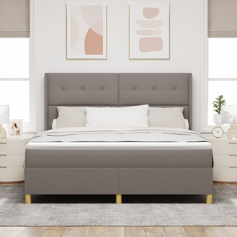 Boxspringbett mit Matratze & LED Taupe 180x200 cm Stoff