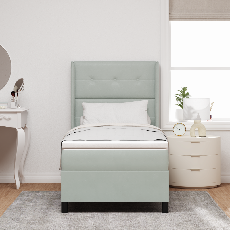 Boxspringbett mit Matratze & LED Licht Grau 80x200 cm Samt