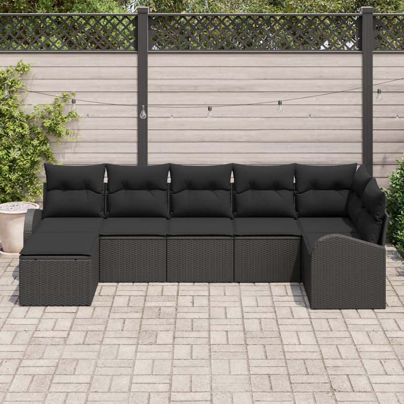 5-teiliges Garten Sofa Set mit Kissen braun Poly Rattan