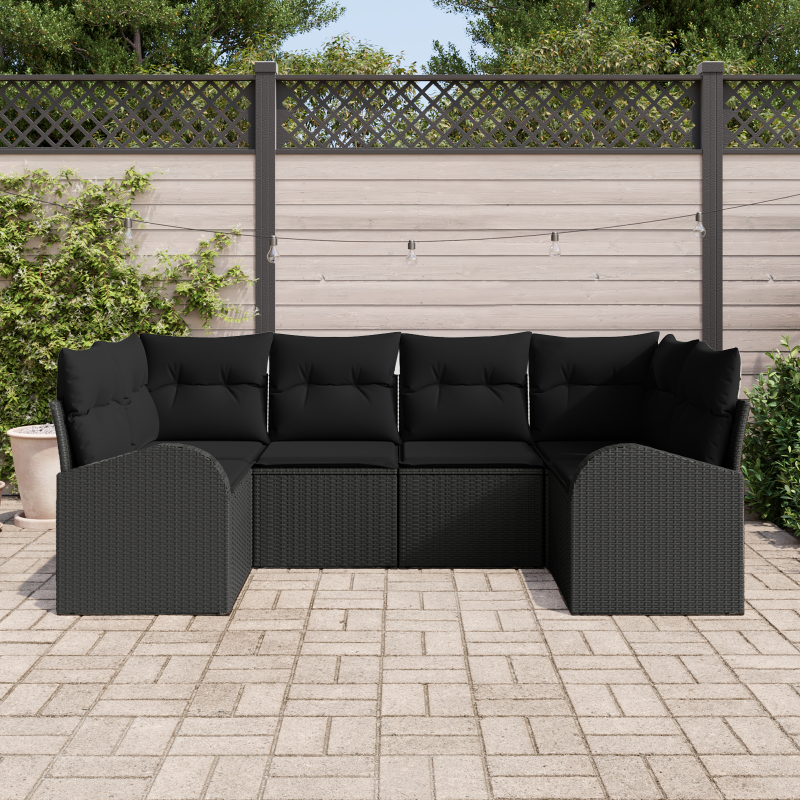 6-teiliges Garten Sofa Set mit Kissen Braun Poly Rattan