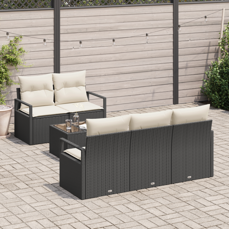 9-teiliges Garten-Sofaset mit Kissen Grau Poly Rattan