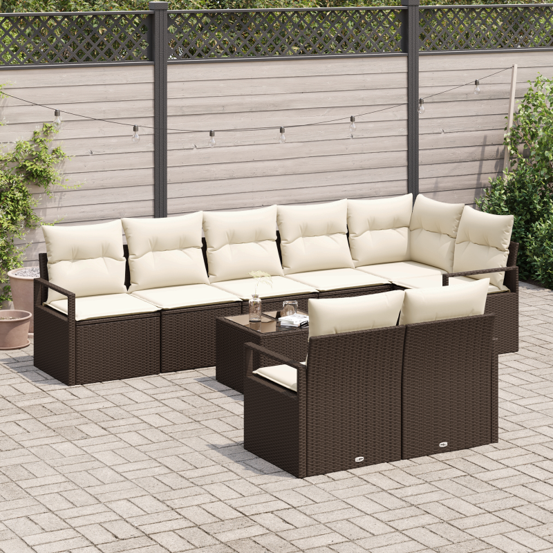 6-teiliges Garten Sofa Set mit Kissen Schwarz Poly Rattan