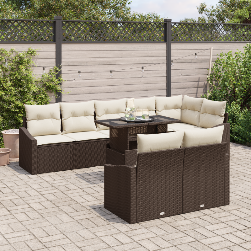 5-teiliges Garten Sofa Set mit Kissen Schwarz Poly Rattan