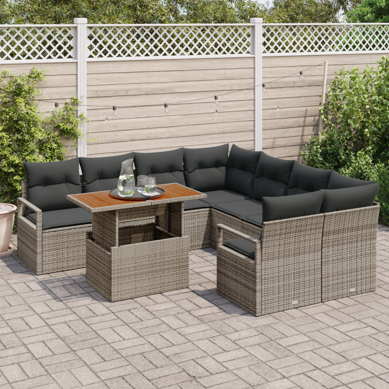 4-teiliges Garten Sofa Set mit Kissen Beige Poly Rattan