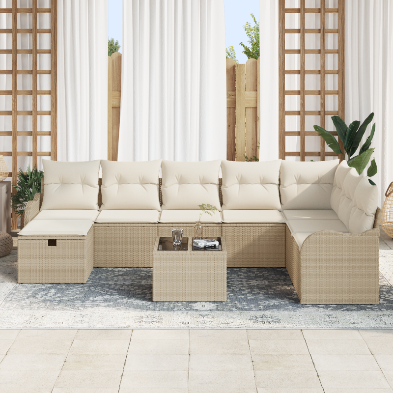 6-teiliges Garten Sofa Set mit Kissen Braun Poly Rattan