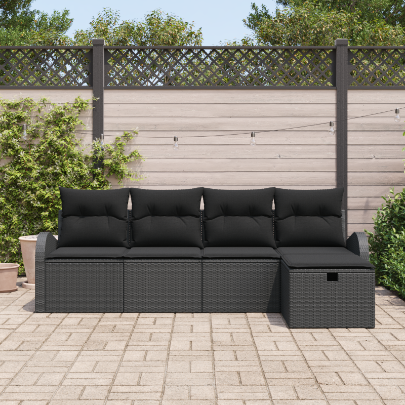 6-teiliges Garten Sofa Set mit Kissen Braun Poly Rattan