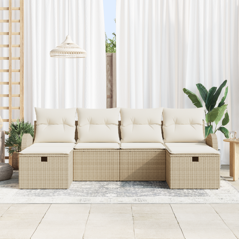 8-teiliger Garten Sofa Set mit Kissen Braun Poly Rattan