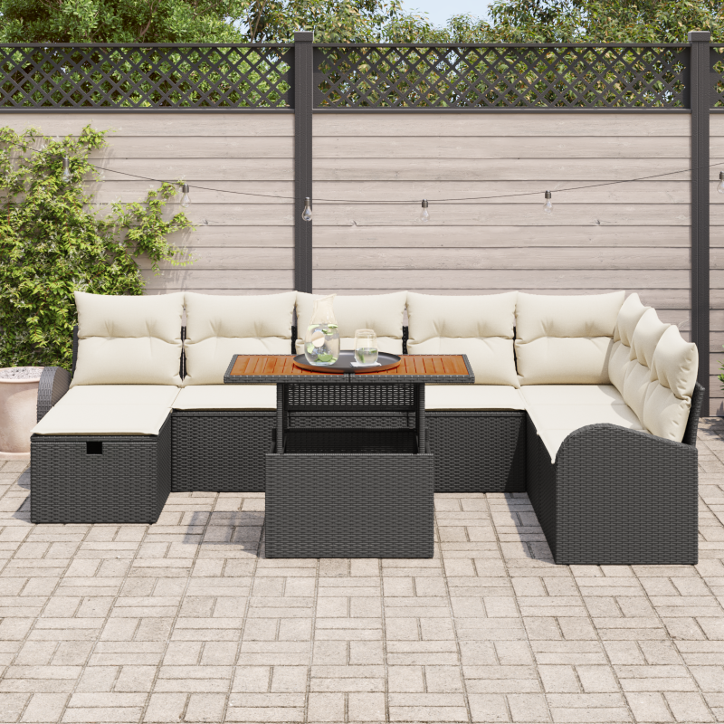 5-teiliges Garten Sofa Set mit Kissen braun Poly Rattan