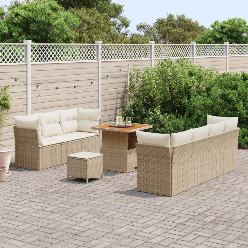 7-teiliges Garten Sofa Set mit Kissen Schwarz Poly-Rattan