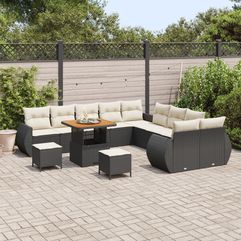 6-teiliges Garten Sofa Set mit Kissen Braun Poly Rattan