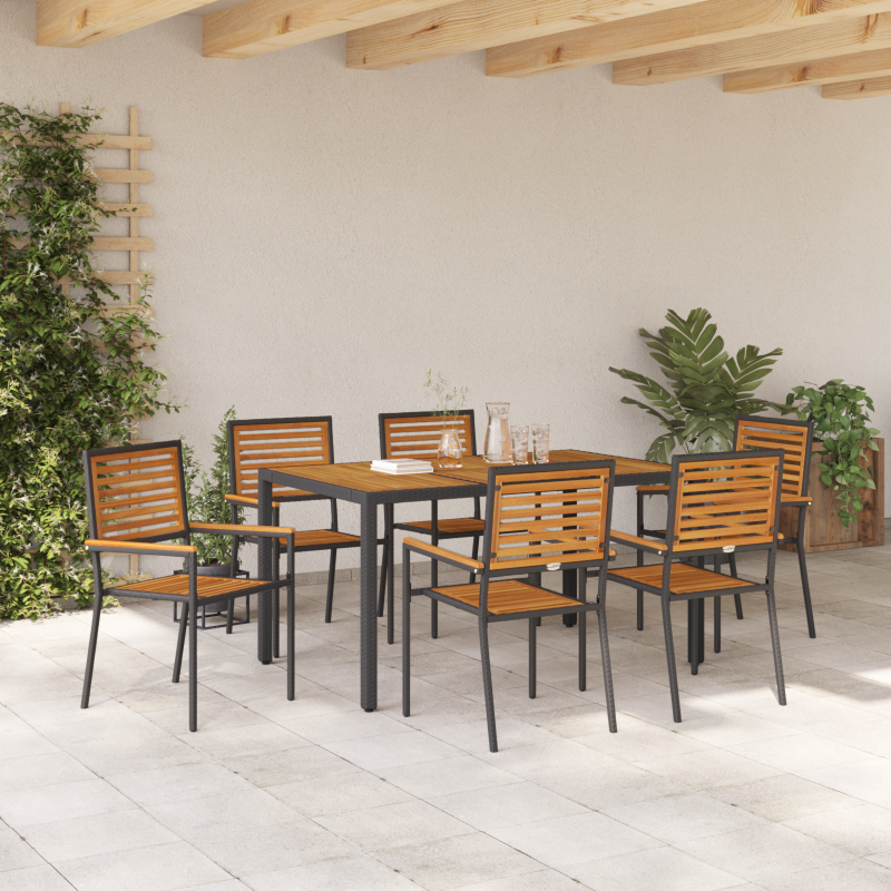 9 teiliges Garten Sofa Set mit Kissen Braun Poly Rattan