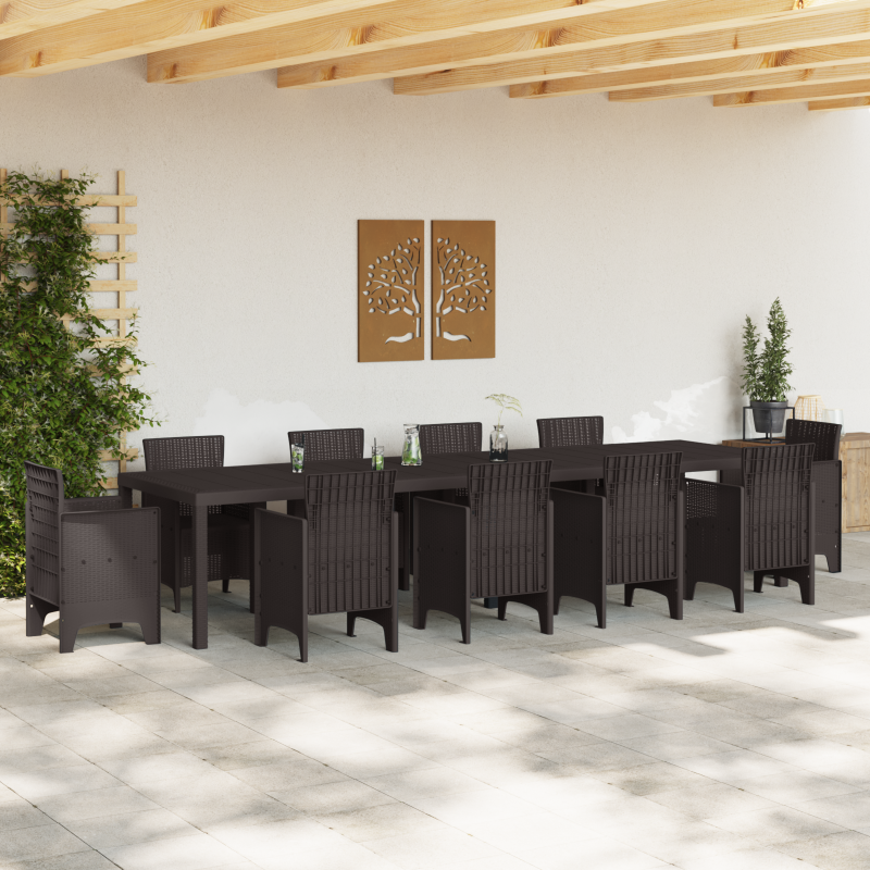 Gartentisch Braun 350x100x73 cm Poly Rattan