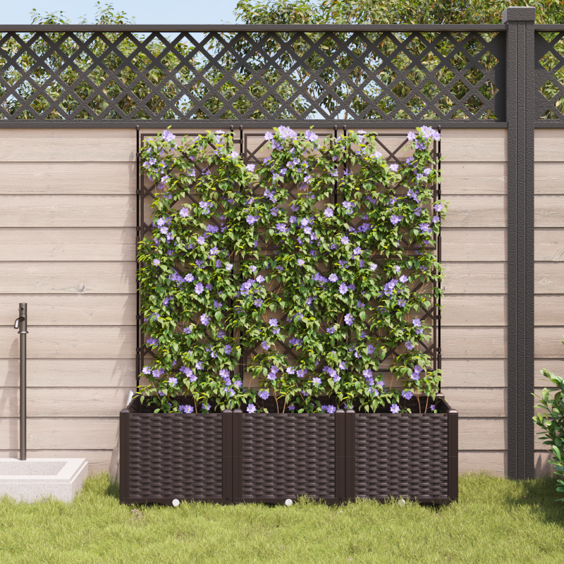 Gartenblumentopf mit Gitter 3 Stück Braun 120x40x143 cm