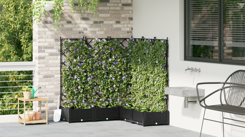 Gartenblumenkasten mit Gitter 5 Stück Schwarz 120x120x125,5 cm