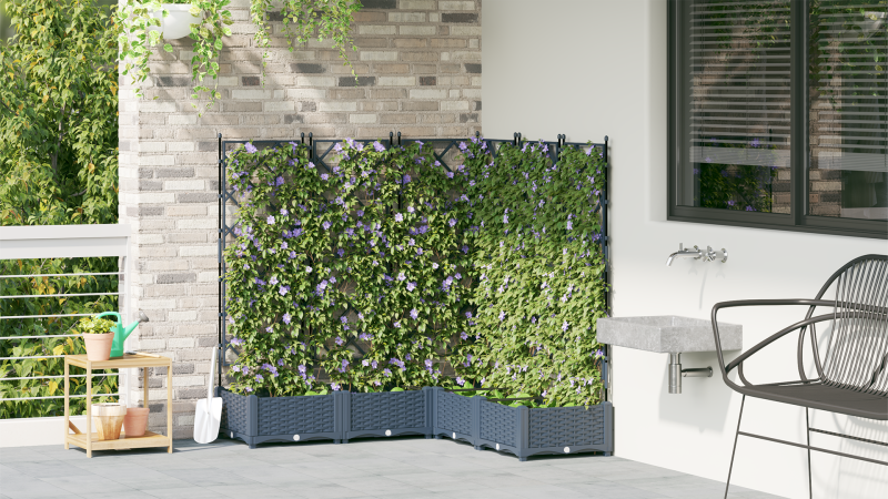 Gartenpflanzer mit Gitter 5 Stk Grau 120x120x125,5 cm