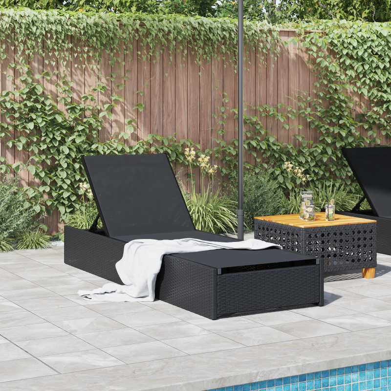 Sonnenliege Schwarz 60x200x27 cm Poly Rattan