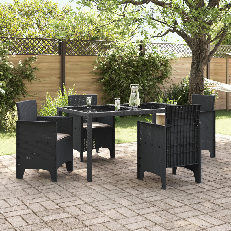 Gartenstühle mit Kissen 4 Stück Anthrazit Poly Rattan