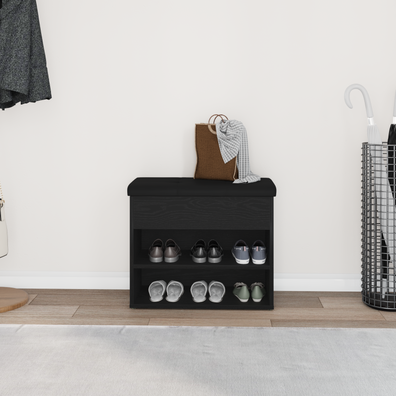 Aufbewahrungsbank Schwarz Eiche 60x30x48 cm Ingenie Holz