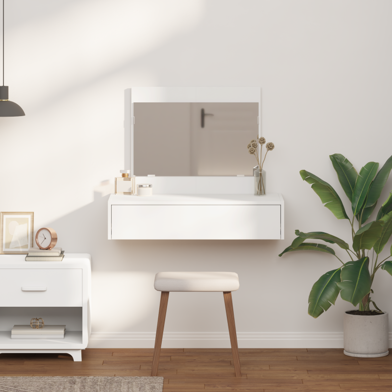 Wandhängender Schminktisch Weiß 83x40x70 cm