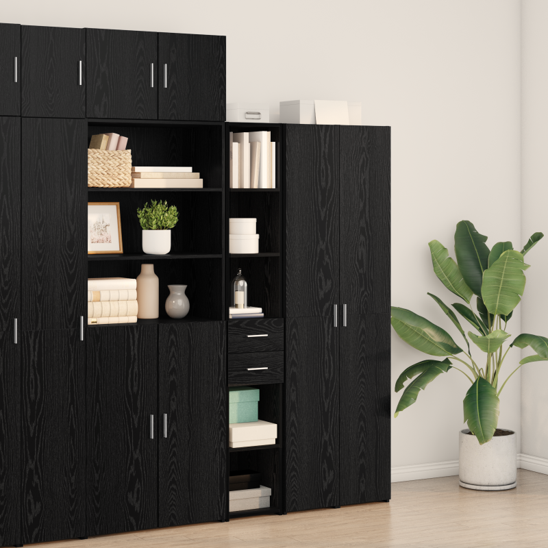 Highboard Schwarz Eiche 30x42,5x185 cm Holzwerkstoff