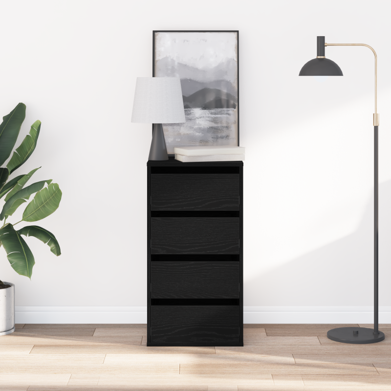 Eck-Kommode Schwarz Eiche 40x41x76 cm Holzwerkstoff