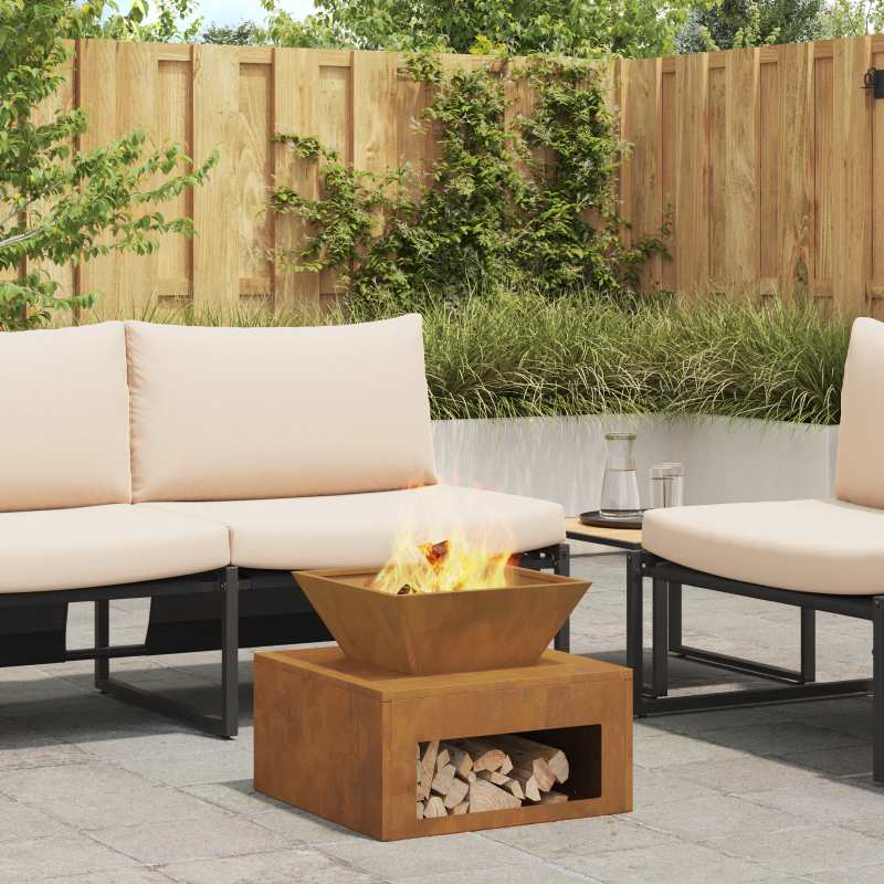 Feuerstelle 50x50x40 cm Cortenstahl