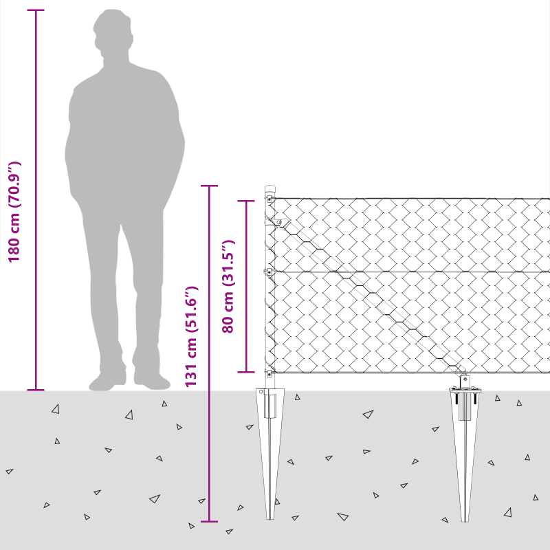 Sechskantzaun Grau 0.8x50 m Stahl