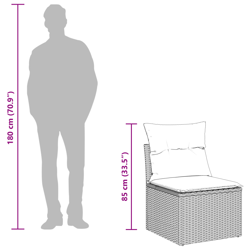 8-teiliges Garten-Sofa-Set mit Kissen Schwarz Poly-Rattan