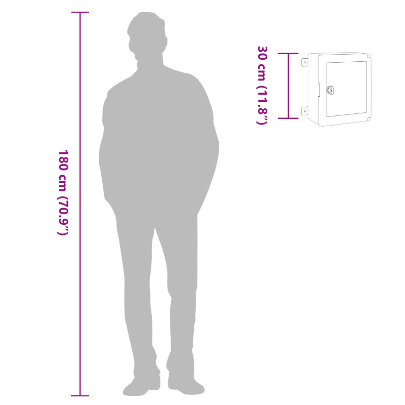 Kontrollschrank IP65 Wasserdicht Grau 25x13x30 cm ABS Kunststoff