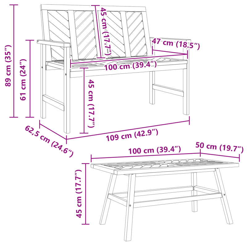 3-teiliges Garten-Lounge-Set Massives Holz Akazie