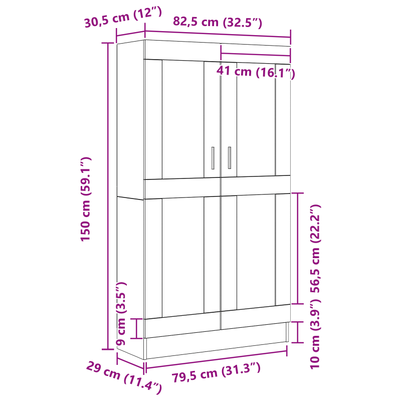 Bücherregal Schwarz Eiche 82,5x30,5x150 cm Holzwerkstoff