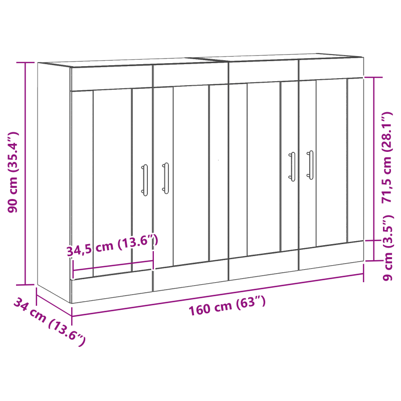 Wandmontierte Schränke 2 Stück Schwarz Eiche Furnierholz