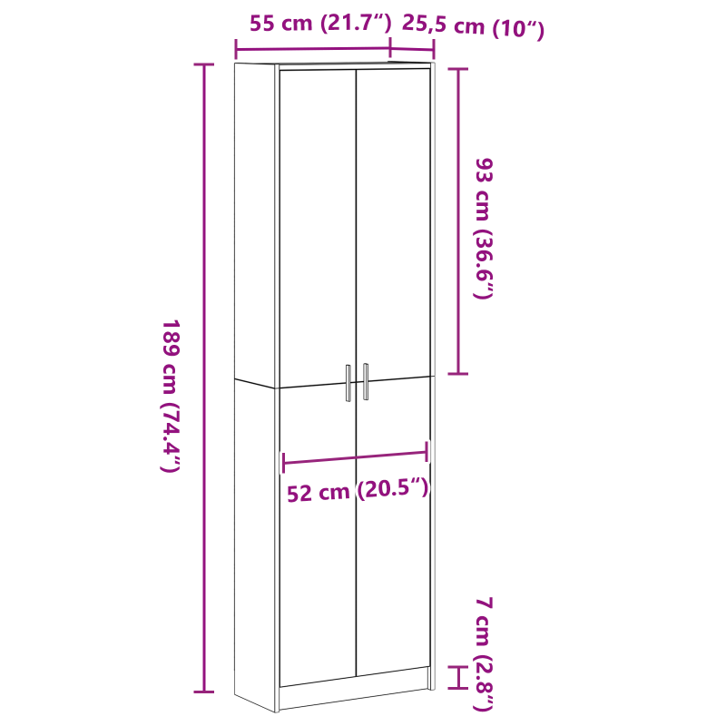 Kleiderschrank Weiß 55x25x189 cm Holzwerkstoffe