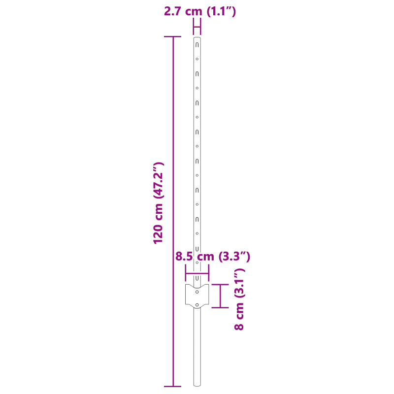 Zaunpfosten 22 Stück U-Kanal Grau 120 cm Stahl