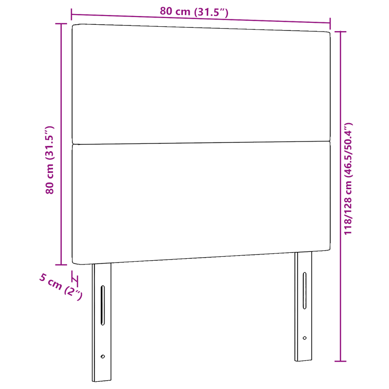 Kopfteil schlichtes Design Creme 80 cm Cordstoff