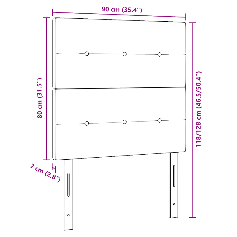 Kopfteil Mit Knopfheftung Rosa 90 cm Samt