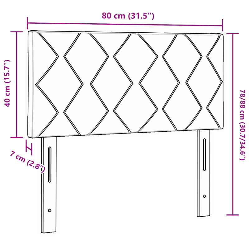 LED Kopfteil Diamantblock Design Creme 80 cm Stoff